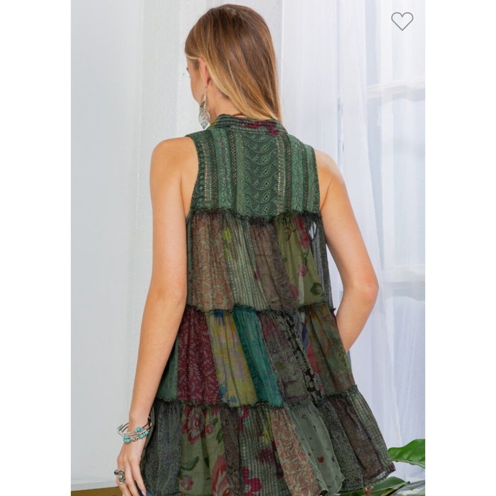 Young threads boho patchwork tank sleeveless top … - image 3